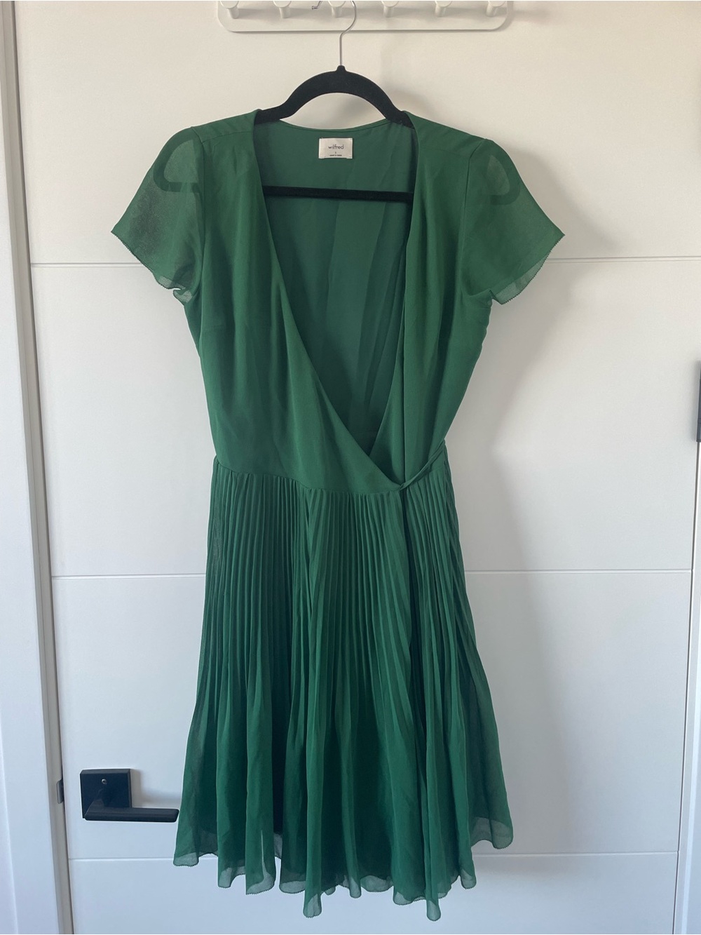 Wilfred Emerald Green Pleated Wrap Dress